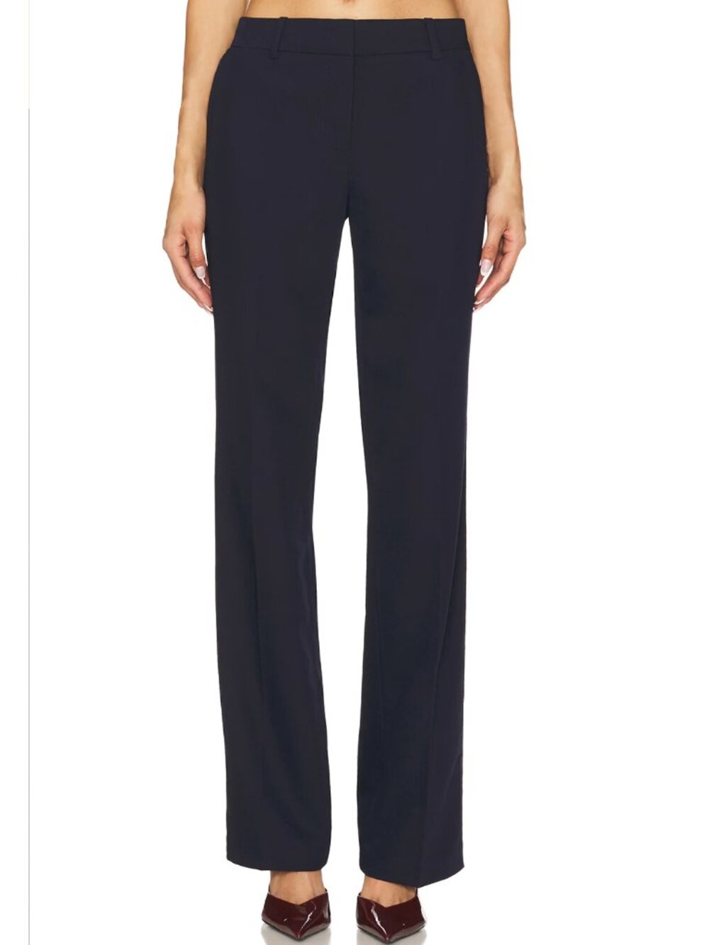 EAVES Lyla Trouser in Navy Dark Blue Straight Leg Pants Medium M